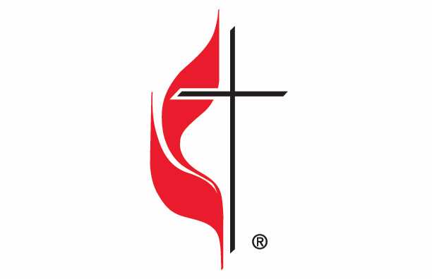 United Methodist logo: cross and flame